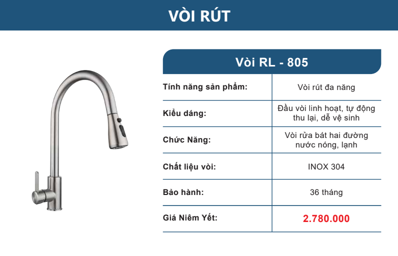 Mẫu vòi rửa RL - 805