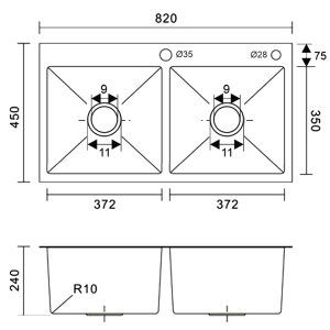 Chậu RL01-8245 có lòng chậu sâu, tăng thể tích chứa đồ